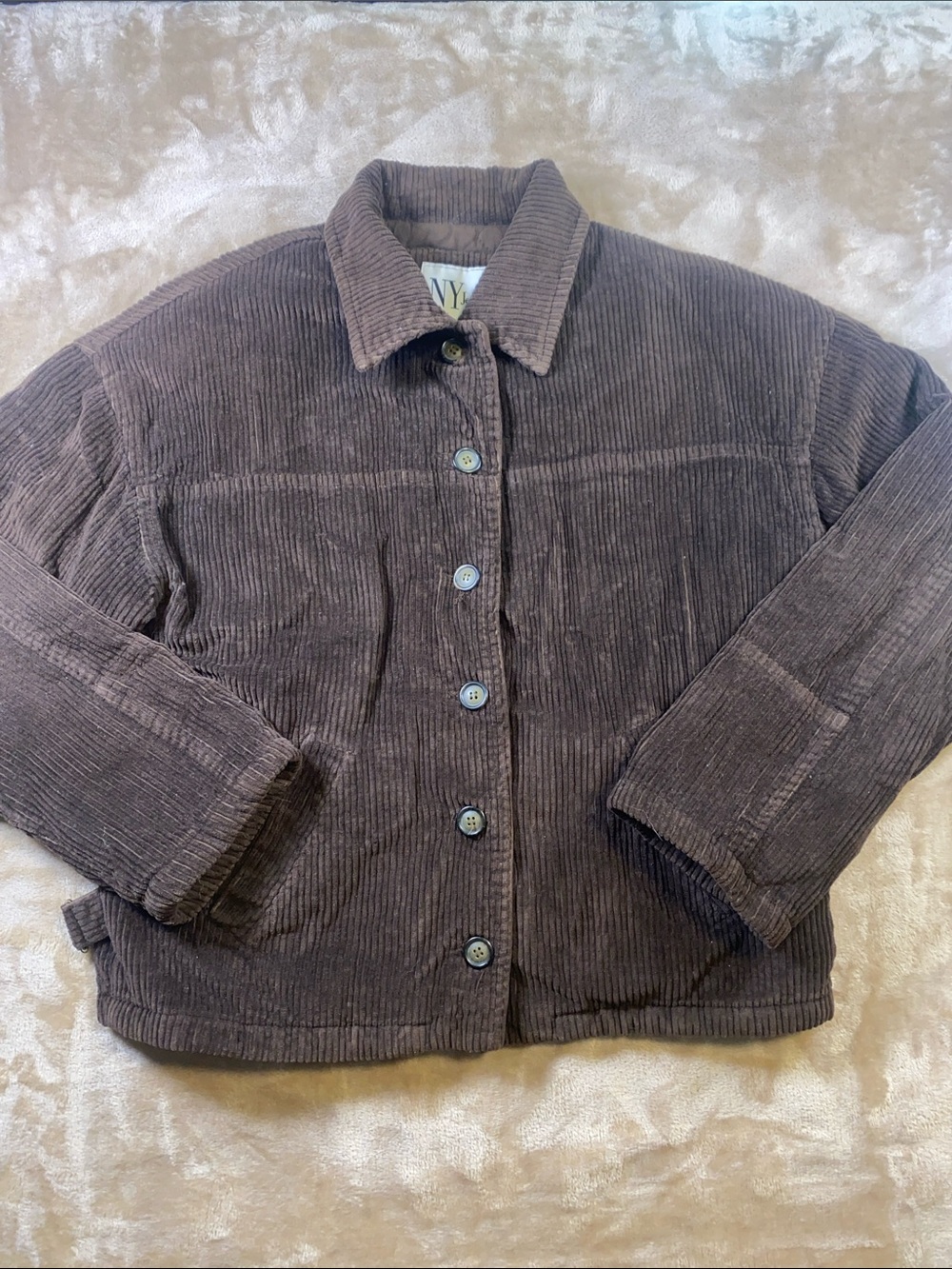 Vintage NY Jeans Corduroy Button-Front Jacket in Dark Brown